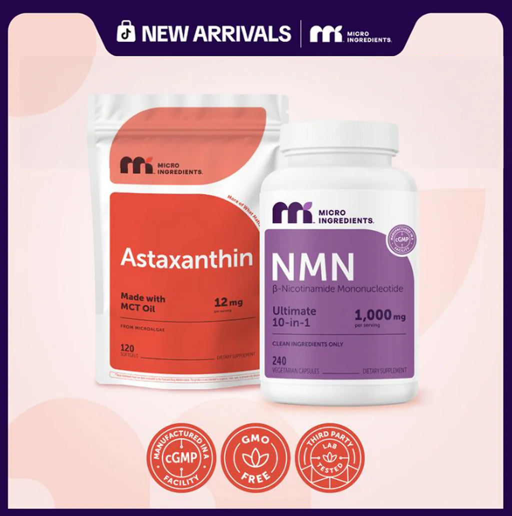 Anti-Aging Bundle: NMN Complex 1000mg 120 Capsules & Astaxanthin 12mg 120 Softgels